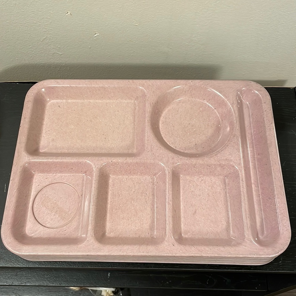 Vintage MCM Texas-ware speckled rose lunch trays. Set of 6. MCM lunch tr…